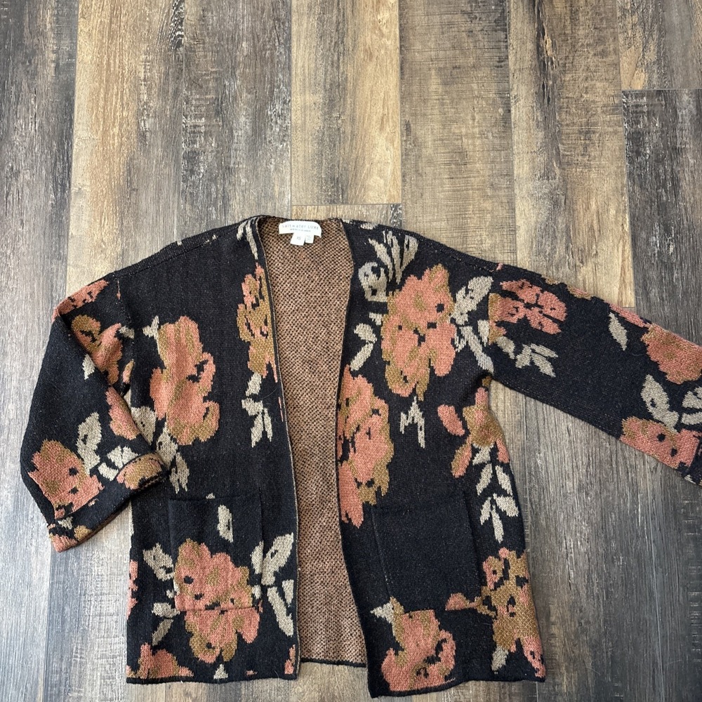 Saltwater Luxe Open Cardigan Sweater Floral XS